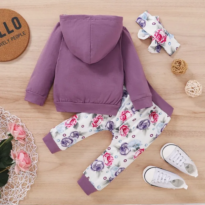 Kids Girl Autumn 3 Piece Print Tracksuit