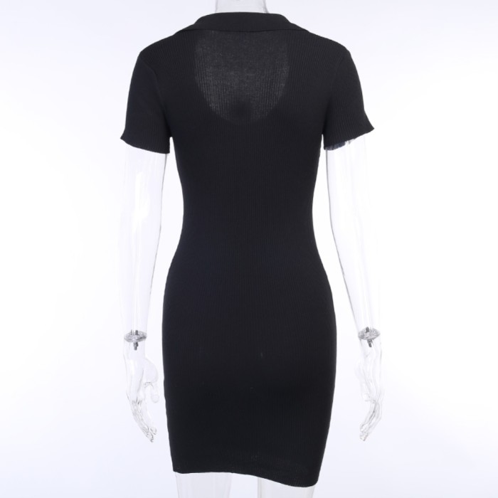 Sexy Black Knitted Mini Dress