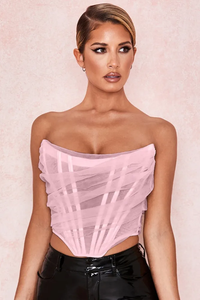 Sexy Pink Strapless Party Top
