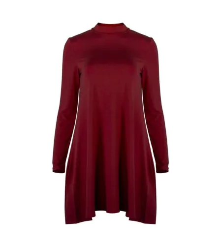 Autumn Plain A-Line Pocket Shirt Dress
