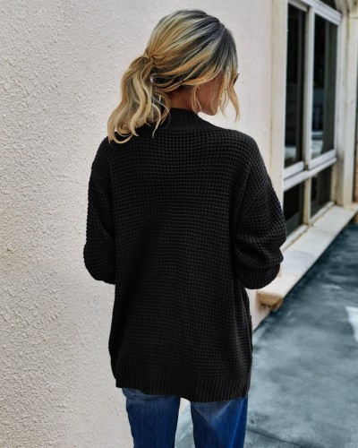Autumn Plain Knitted Pocket Cardigans