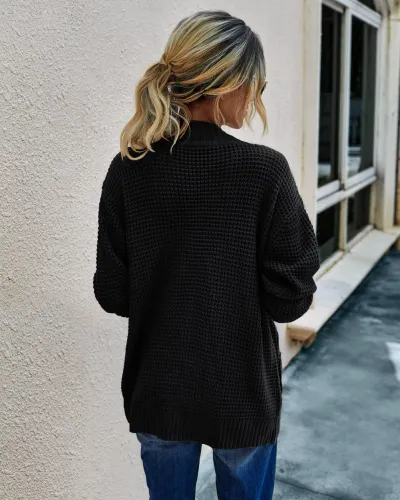 Autumn Plain Knitted Pocket Cardigans