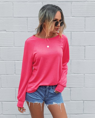 Autumn Plain Long Sleeve Loose Shirt