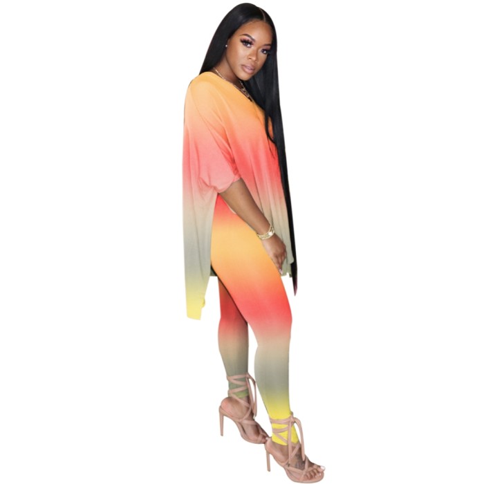 Plus Size Gradient Two Piece Pants Set