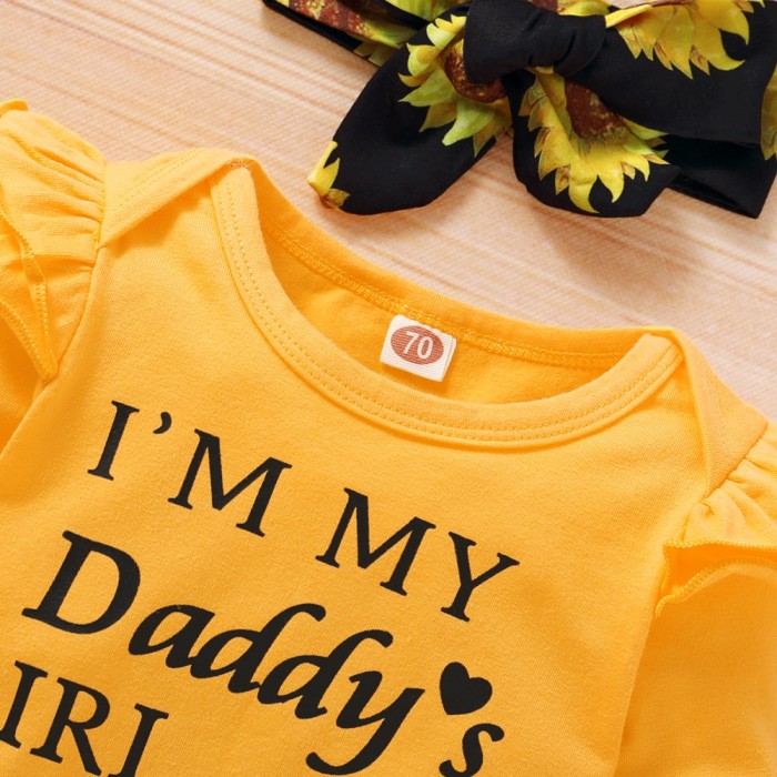 Baby Girl Autumn 3 Piece Print Pants Set