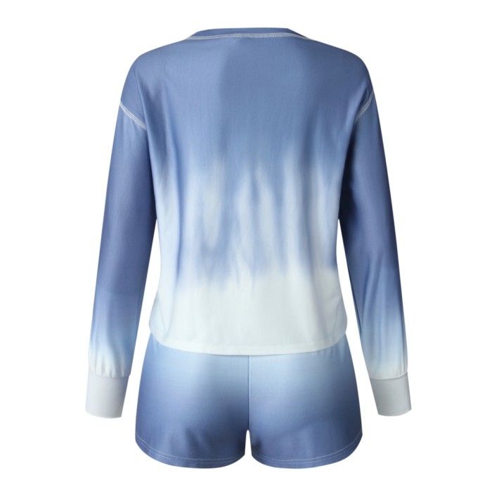 Autumn Gradient Two Piece Shorts Set Lounge Wear