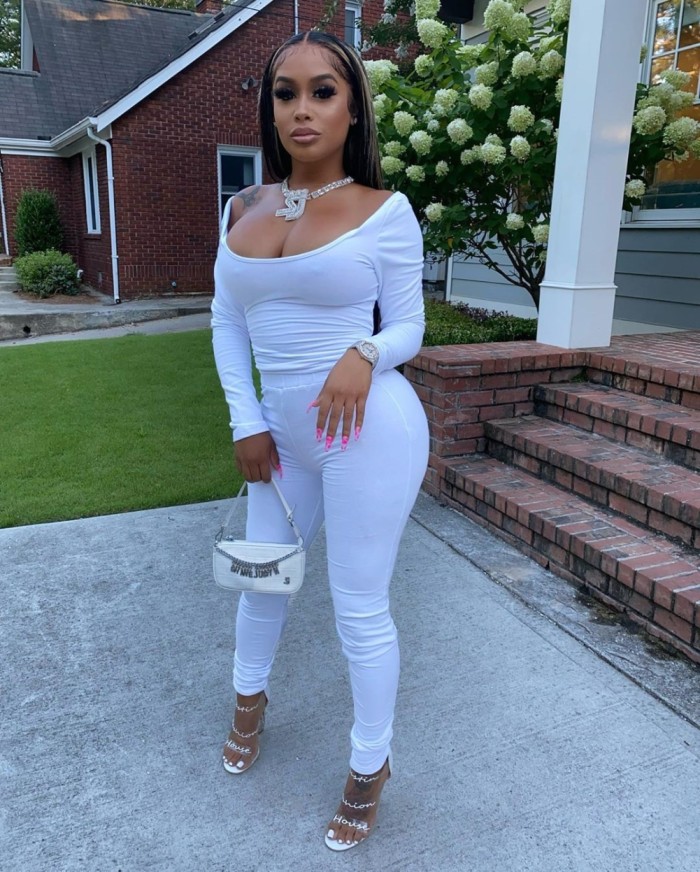 Solid Color Sexy Two Piece Tight Pants Set
