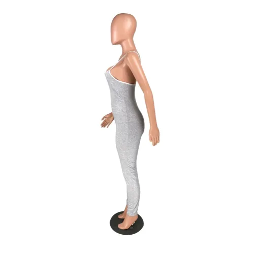 Sports Plain Strap Bodycon Jumpsuit