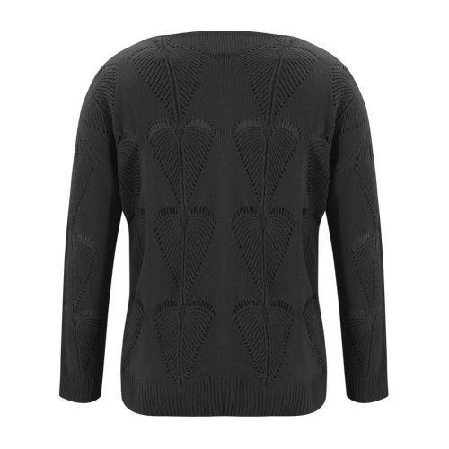 Hollow Out V-Neck Pullover Loose Sweater
