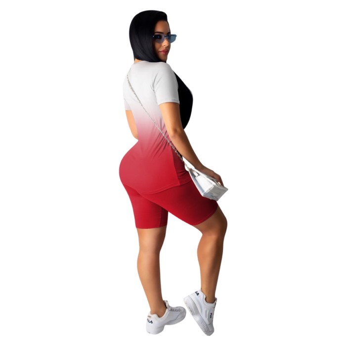 Casual Two Piece Gradient Shorts Set