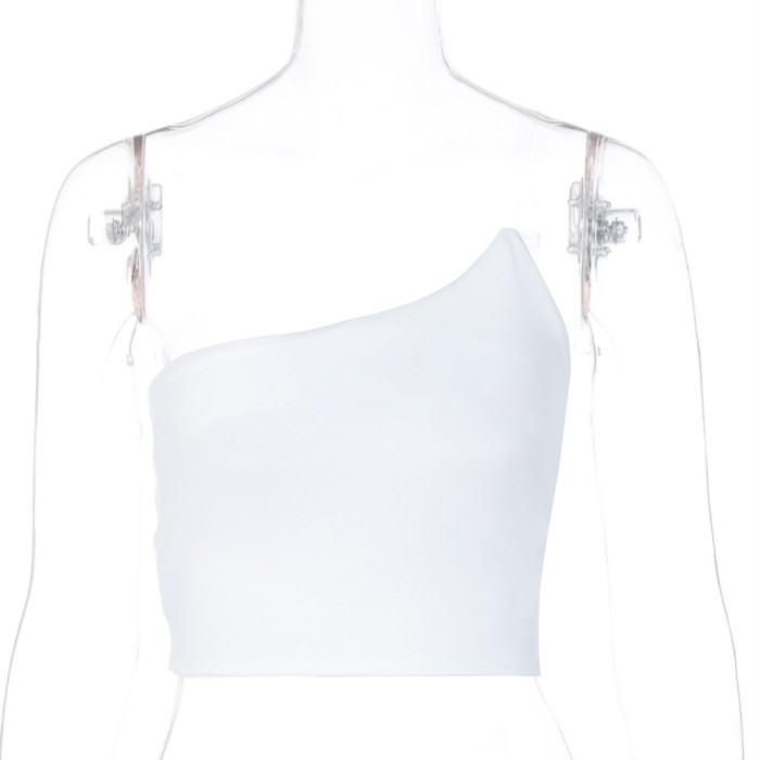 Solid Color Irregular Sexy Crop Top