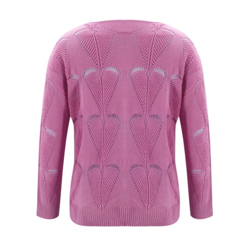 Hollow Out V-Neck Pullover Loose Sweater