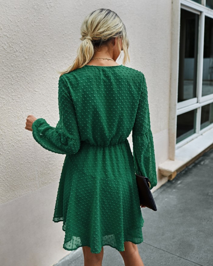 Western Long Sleeve V-Neck Skater Dress