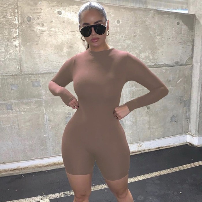 Sports Fitness Long Sleeve Zipper Rompers