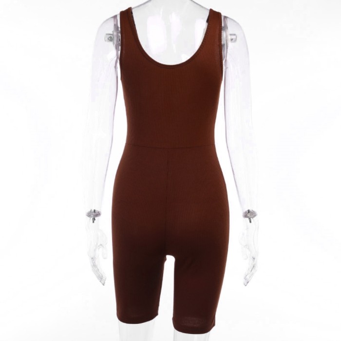 Sports Sleeveless Fitness Zipper Rompers