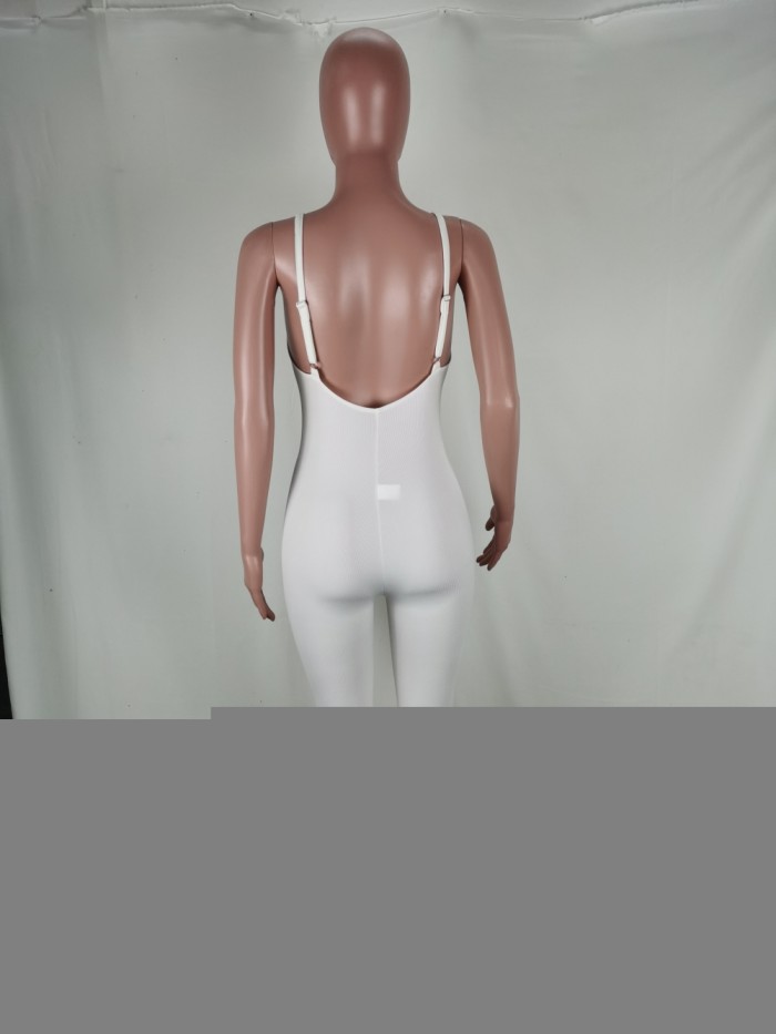 Sports Plain Sleeveless Bodycon Rompers
