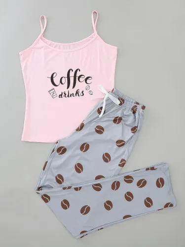 Women Summer Print Two Piece Pants Pajama Set