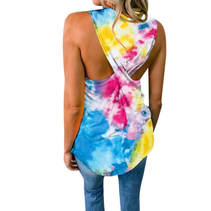 Summer Tie Dye Round Neck Vest