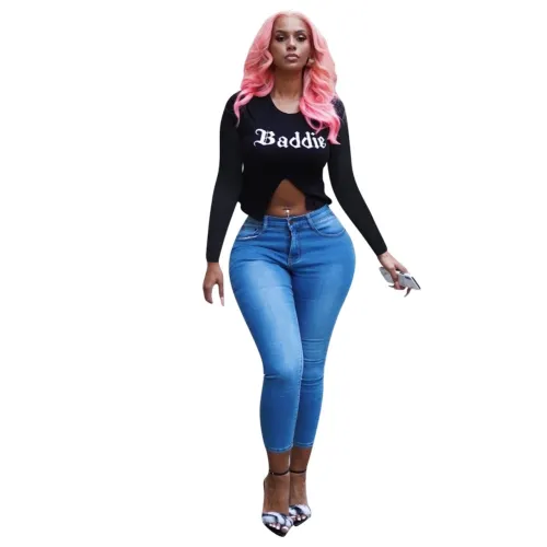 Autumn Front Slit Print Crop Top