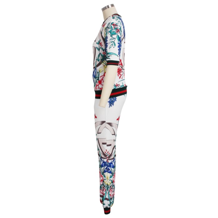 Summer Print Retro African Two Piece Pants Set