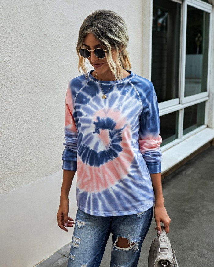 Autumn Tie Dye O Neck Shirt