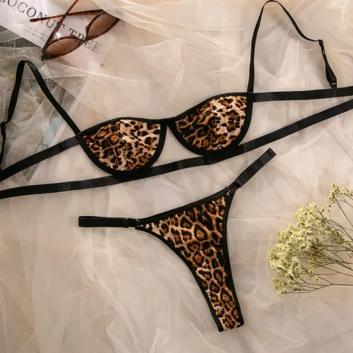 Sexy Leopard Bra Set Lingerie