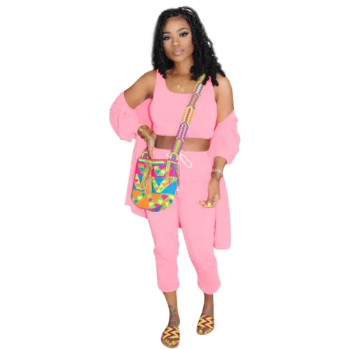 Autumn 3PC Plain Pants Set with Matching Cardigans