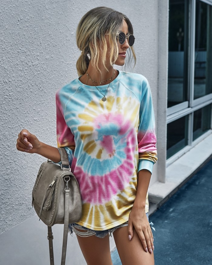 Autumn Tie Dye O Neck Shirt