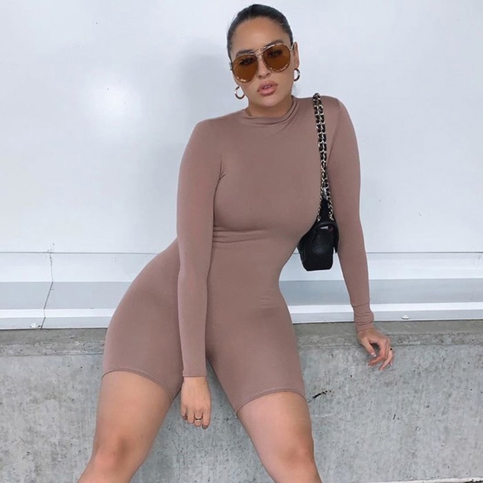 Sports Fitness Long Sleeve Zipper Rompers