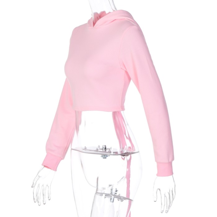 Sexy Lace-Up Back Hoody Crop Top