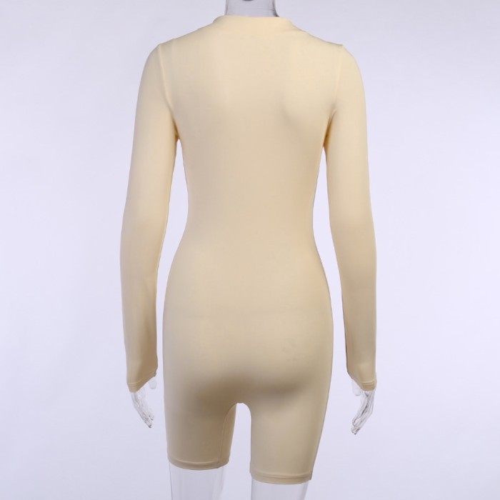 Sports Fitness Long Sleeve Zipper Rompers