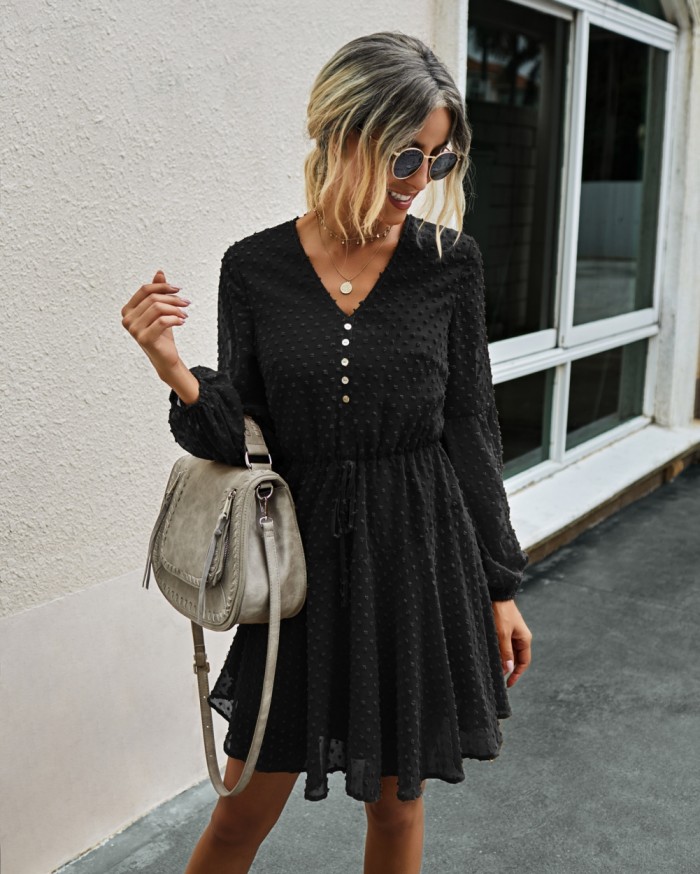 Western Long Sleeve V-Neck Skater Dress