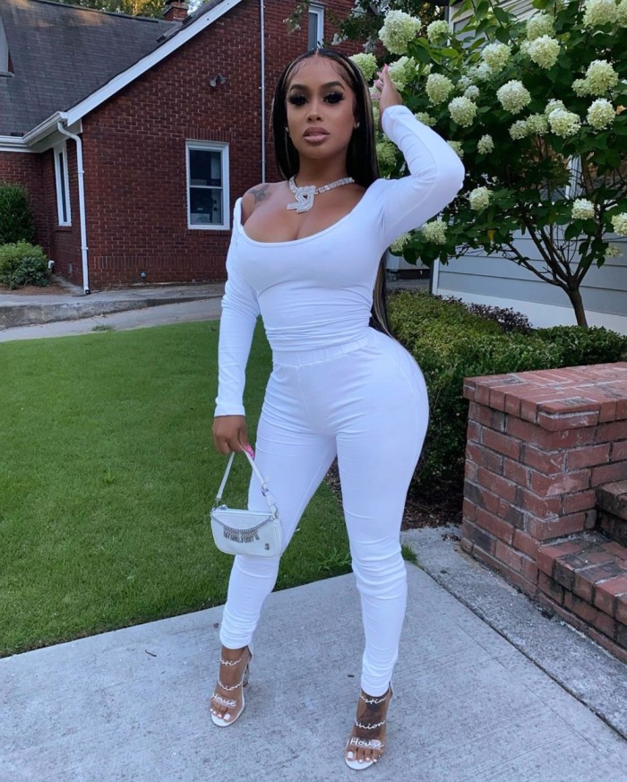 Solid Color Sexy Two Piece Tight Pants Set