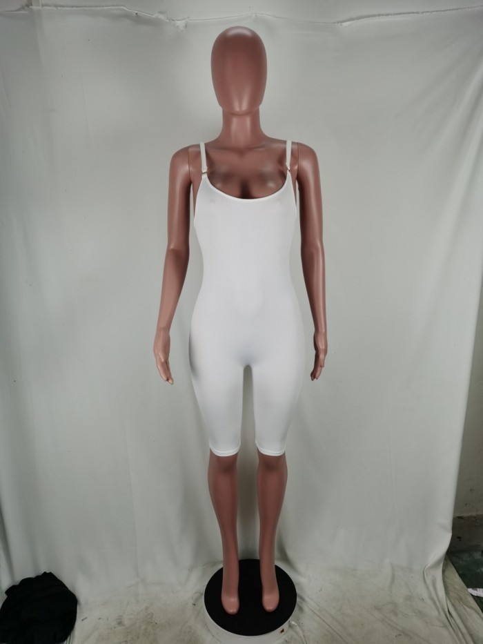 Sports Plain Sleeveless Bodycon Rompers