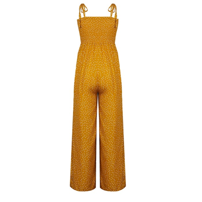 Summer Dot High Waist Strap Wide Legges Jumpsuit