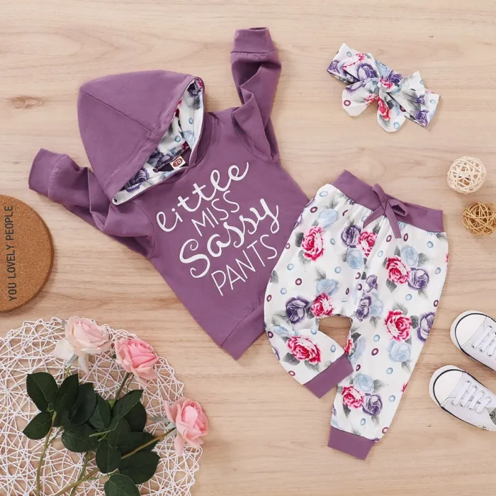 Kids Girl Autumn 3 Piece Print Tracksuit