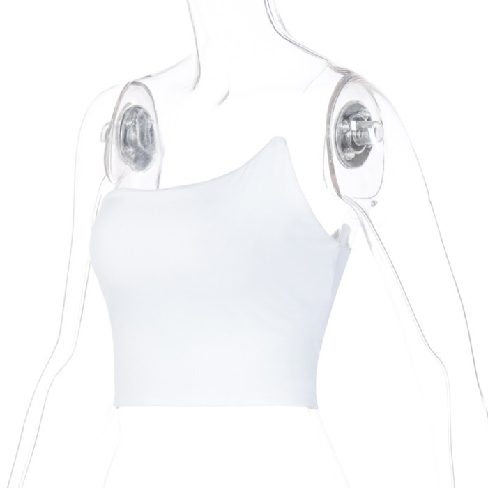 Solid Color Irregular Sexy Crop Top