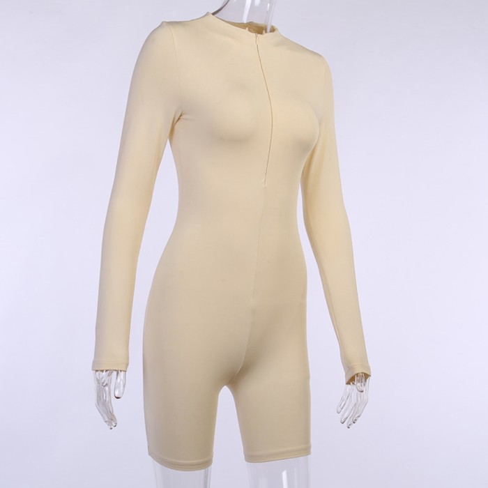 Sports Fitness Long Sleeve Zipper Rompers