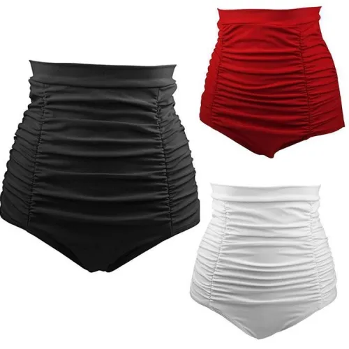 Bikini pentru costumul de baie, model nou cu talie ?nalt? ?i material plisat, acoper? bine abdomenul