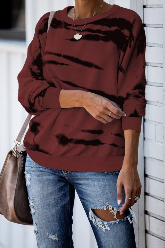 Red Snow Tiger Tie Dye Pullover Sweatshirt
