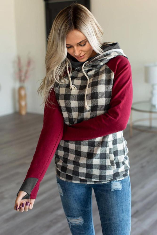 Red Gingham Hoodie