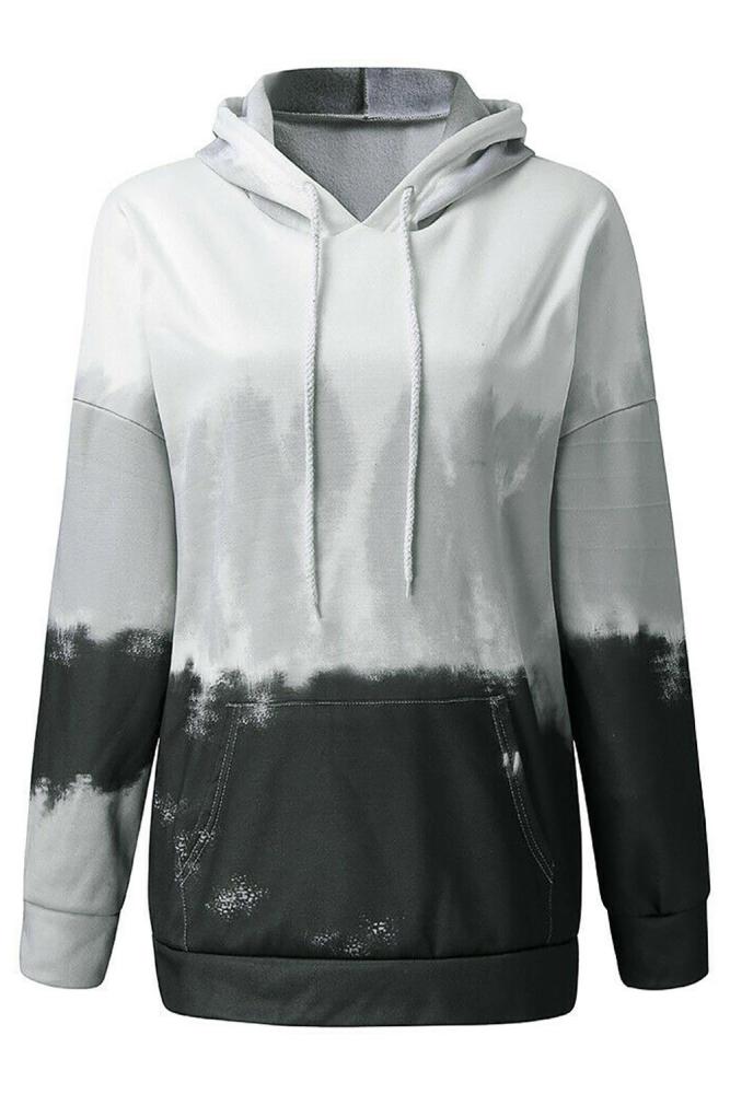Gray Gradient Long Sleeve Pullover Hoodie