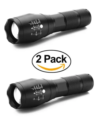 Copy Tactical LED Flashlight [2 Flashlights] – Portable Ultra Bright Zoomable Flashlight with Adjustable Focus and 5 Mode – Water Resistant LED Torch – 2 Pack