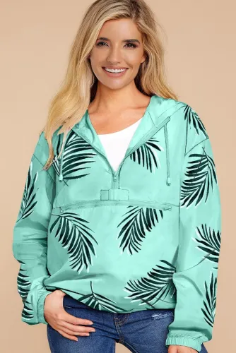 Green Floral Print Rain Jacket