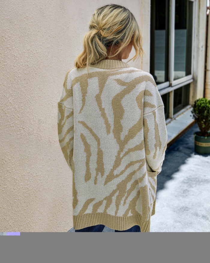 Falls Zebra Long Pocket Cardigans