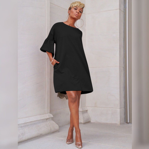 Casual Shirt Dress with Wide Cuffs