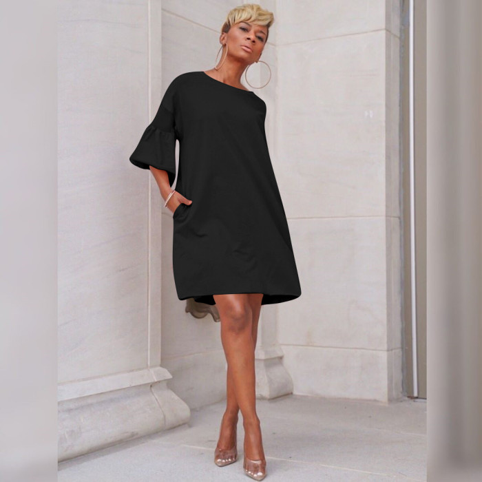 Casual Shirt Dress with Wide Cuffs