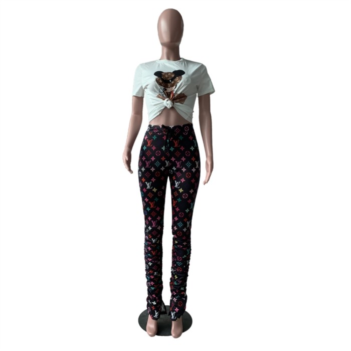 Sexy High Waist Print Stacked Leggings