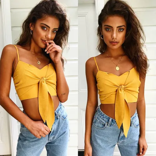 Sexy Tied Front Straps Crop Top