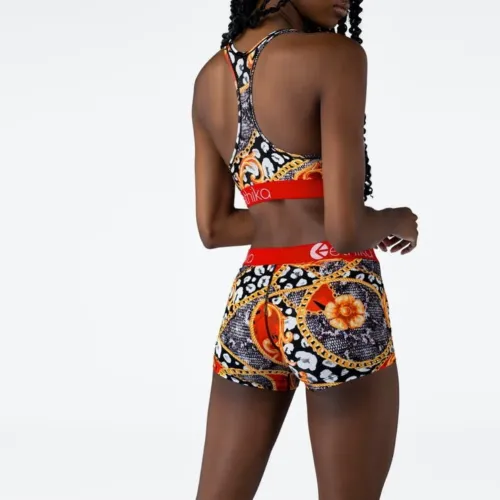 Sports Fitness Print Bra and Shorts Set